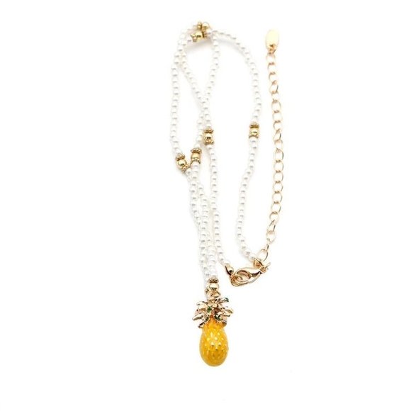 *50% OFF! Pineapple & Pearl necklace golden beaded pearls boho chic beach - Picture 3 of 8